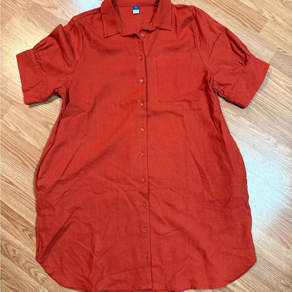 🚫SOLD🚫 Old Navy Orange Casual Button Down Dress